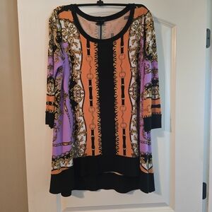 Eva Varro Orange and Purple Patterned Tunic